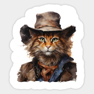 Orange Cat Cowboy Sticker